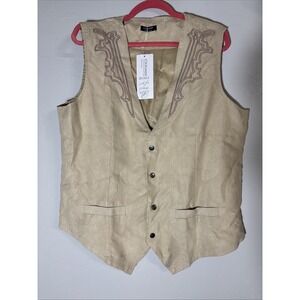 Coofandy Men's Faux Suede Snap Front Western Style Vest Beige Size L